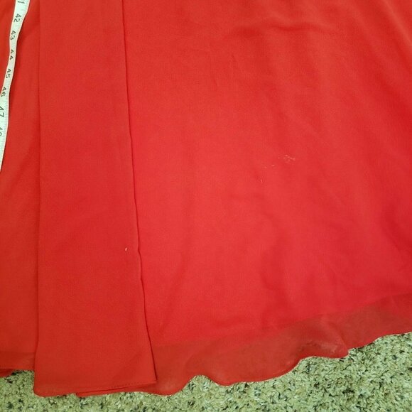 Cinderella Divine Red Plunging V Neck Long Gown Prom Formal Bridesmaid Dress - Picture 10 of 12